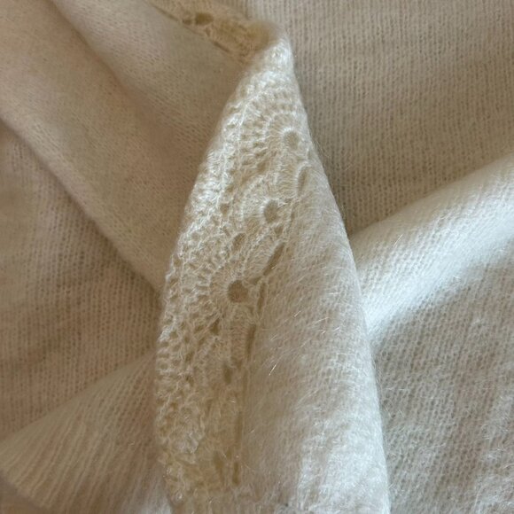 BEST Sezane Stacy Jumper Sweater Medium Ecru Ivory French Wool Mohair Knit - Picture 9 of 10
